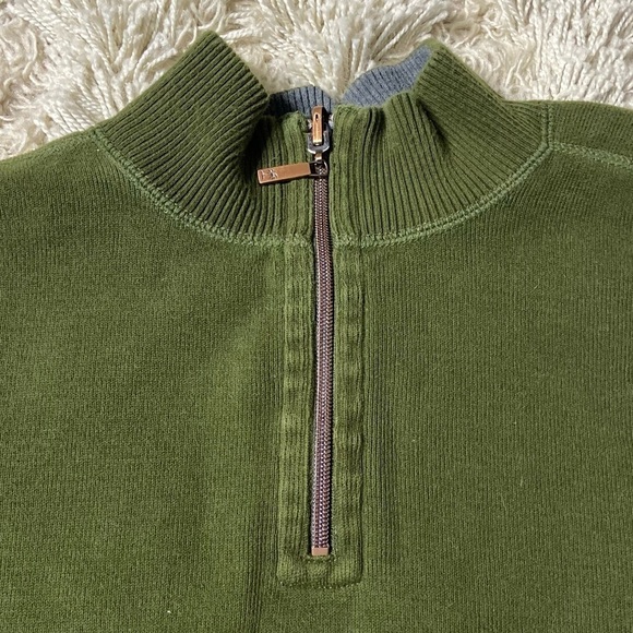 Tommy Bahama Quarter Zip Mock Turtleneck Reversible Gray Olive Green Men’s Large - Picture 3 of 8